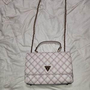 GUESS Quilted White Crossbody Bag with Gold Hardware